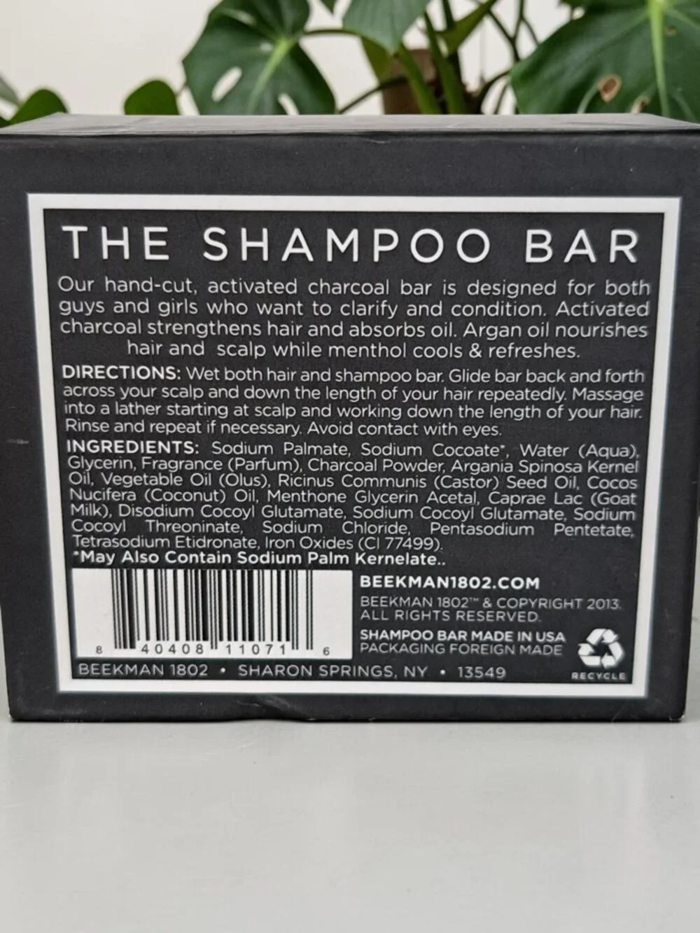 Beekman Shampoo Bar 1802 Activated Charcoal Hand Cut Goat Milk 3.5oz